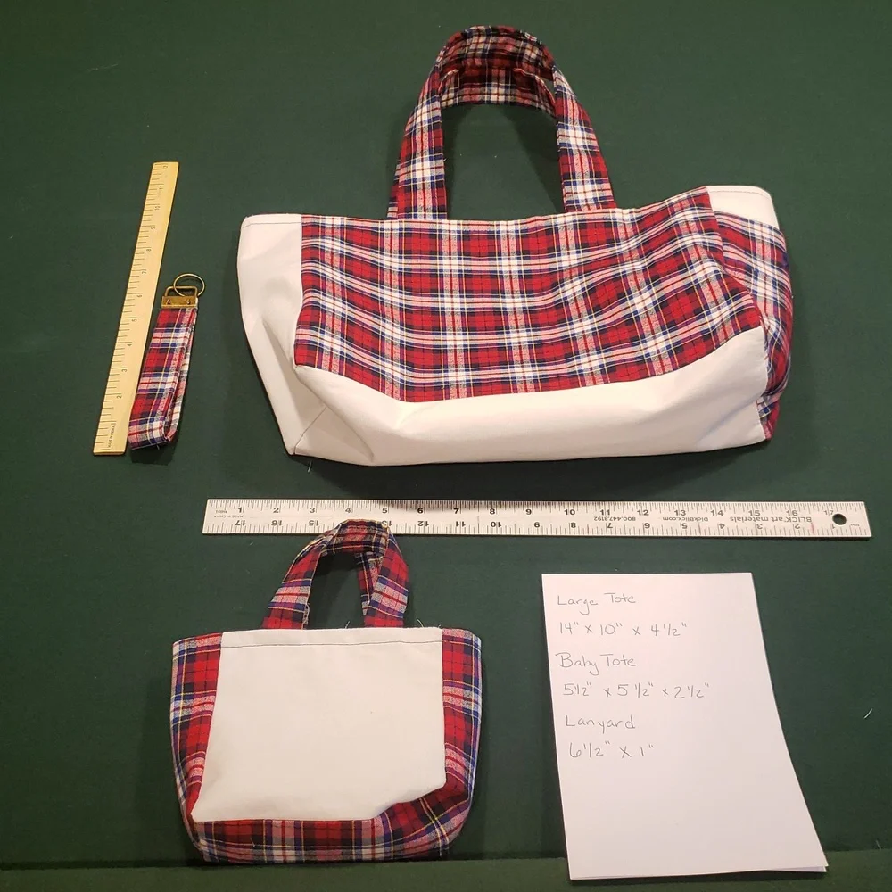 Ralph Lauren Red and White Plaid Tote Set - Picture 10 of 10